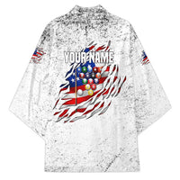 Custom American Flag Billiards Kimono with Ripped Design Pool Ball Graphic - Wonder Print Shop