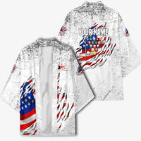 Custom American Flag Billiards Kimono with Ripped Design Pool Ball Graphic - Wonder Print Shop
