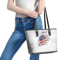 Custom American Flag Billiards Leather Tote Bag with Ripped Design Pool Ball Graphic - Wonder Print Shop