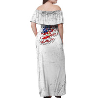Custom American Flag Billiards Off Shoulder Maxi Dress with Ripped Design Pool Ball Graphic - Wonder Print Shop