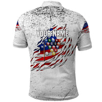Custom American Flag Billiards Polo Shirt with Ripped Design Pool Ball Graphic - Wonder Print Shop