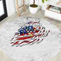 Custom American Flag Billiards Round Carpet with Ripped Design Pool Ball Graphic - Wonder Print Shop