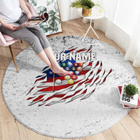 Custom American Flag Billiards Round Carpet with Ripped Design Pool Ball Graphic - Wonder Print Shop