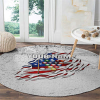 Custom American Flag Billiards Round Carpet with Ripped Design Pool Ball Graphic - Wonder Print Shop