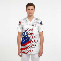 Custom American Flag Billiards Scrub Top with Ripped Design Pool Ball Graphic - Wonder Print Shop