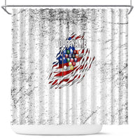 Custom American Flag Billiards Shower Curtain with Ripped Design Pool Ball Graphic - Wonder Print Shop