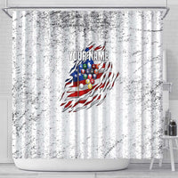 Custom American Flag Billiards Shower Curtain with Ripped Design Pool Ball Graphic - Wonder Print Shop