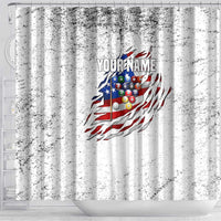 Custom American Flag Billiards Shower Curtain with Ripped Design Pool Ball Graphic - Wonder Print Shop