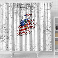 Custom American Flag Billiards Shower Curtain with Ripped Design Pool Ball Graphic - Wonder Print Shop