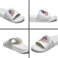 Custom American Flag Billiards Slide Sandals with Ripped Design Pool Ball Graphic - Wonder Print Shop