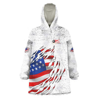 Custom American Flag Billiards Wearable Blanket Hoodie with Ripped Design Pool Ball Graphic - Wonder Print Shop