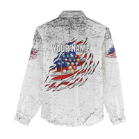 Custom American Flag Billiards Women Casual Shirt with Ripped Design Pool Ball Graphic - Wonder Print Shop
