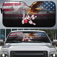 Custom Patriotic Eagle Bowling Auto Sun Shade with American Flag Strike Design - Wonder Print Shop