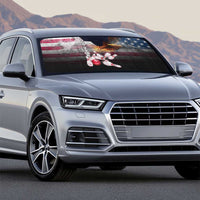 Custom Patriotic Eagle Bowling Auto Sun Shade with American Flag Strike Design - Wonder Print Shop