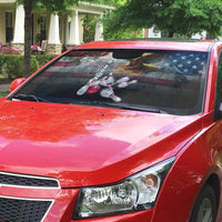 Custom Patriotic Eagle Bowling Auto Sun Shade with American Flag Strike Design - Wonder Print Shop