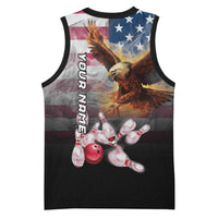 Custom Patriotic Eagle Bowling Basketball Jersey with American Flag Strike Design - Wonder Print Shop