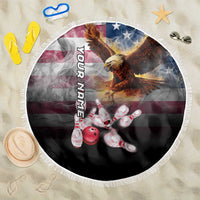 Custom Patriotic Eagle Bowling Beach Blanket with American Flag Strike Design - Wonder Print Shop