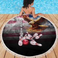 Custom Patriotic Eagle Bowling Beach Blanket with American Flag Strike Design - Wonder Print Shop