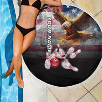 Custom Patriotic Eagle Bowling Beach Blanket with American Flag Strike Design - Wonder Print Shop