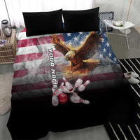 Custom Patriotic Eagle Bowling Bedding Set with American Flag Strike Design - Wonder Print Shop