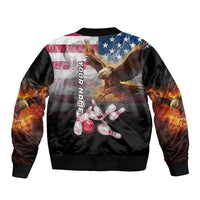 Custom Patriotic Eagle Bowling Bomber Jacket with American Flag Strike Design - Wonder Print Shop