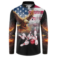 Custom Patriotic Eagle Bowling Button Sweatshirt with American Flag Strike Design - Wonder Print Shop