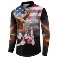 Custom Patriotic Eagle Bowling Button Sweatshirt with American Flag Strike Design - Wonder Print Shop