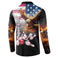 Custom Patriotic Eagle Bowling Button Sweatshirt with American Flag Strike Design - Wonder Print Shop