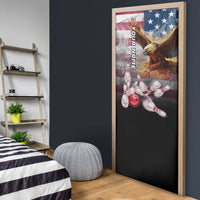 Custom Patriotic Eagle Bowling Door Cover with American Flag Strike Design - Wonder Print Shop
