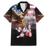 Custom Patriotic Eagle Bowling Family Matching Mermaid Dress and Hawaiian Shirt with American Flag Strike Design - Wonder Print Shop