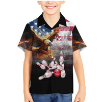 Custom Patriotic Eagle Bowling Family Matching Mermaid Dress and Hawaiian Shirt with American Flag Strike Design - Wonder Print Shop