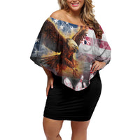 Custom Patriotic Eagle Bowling Family Matching Off Shoulder Short Dress and Hawaiian Shirt with American Flag Strike Design - Wonder Print Shop
