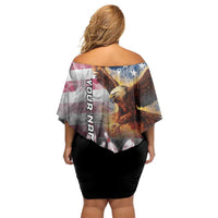 Custom Patriotic Eagle Bowling Family Matching Off Shoulder Short Dress and Hawaiian Shirt with American Flag Strike Design - Wonder Print Shop