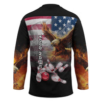 Custom Patriotic Eagle Bowling Hockey Jersey with American Flag Strike Design - Wonder Print Shop
