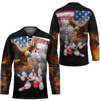 Custom Patriotic Eagle Bowling Hockey Jersey with American Flag Strike Design - Wonder Print Shop