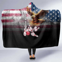 Custom Patriotic Eagle Bowling Hooded Blanket with American Flag Strike Design - Wonder Print Shop