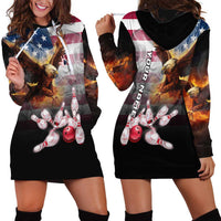 Custom Patriotic Eagle Bowling Hoodie Dress with American Flag Strike Design - Wonder Print Shop