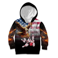 Custom Patriotic Eagle Bowling Kid Hoodie with American Flag Strike Design - Wonder Print Shop