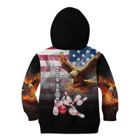 Custom Patriotic Eagle Bowling Kid Hoodie with American Flag Strike Design - Wonder Print Shop