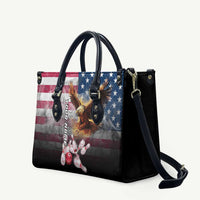 Custom Patriotic Eagle Bowling Leather Bag with American Flag Strike Design - Wonder Print Shop