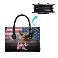 Custom Patriotic Eagle Bowling Leather Bag with American Flag Strike Design - Wonder Print Shop