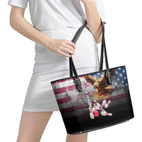 Custom Patriotic Eagle Bowling Leather Tote Bag with American Flag Strike Design - Wonder Print Shop