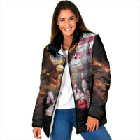 Custom Patriotic Eagle Bowling Padded Jacket with American Flag Strike Design - Wonder Print Shop