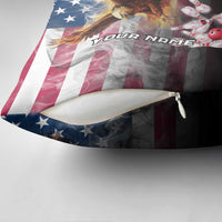 Custom Patriotic Eagle Bowling Pillow Cover with American Flag Strike Design - Wonder Print Shop