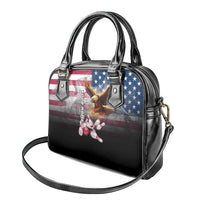 Custom Patriotic Eagle Bowling Shoulder Handbag with American Flag Strike Design - Wonder Print Shop