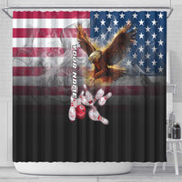 Custom Patriotic Eagle Bowling Shower Curtain with American Flag Strike Design - Wonder Print Shop