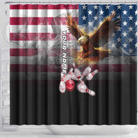 Custom Patriotic Eagle Bowling Shower Curtain with American Flag Strike Design - Wonder Print Shop