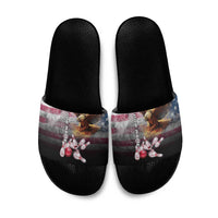 Custom Patriotic Eagle Bowling Slide Sandals with American Flag Strike Design - Wonder Print Shop
