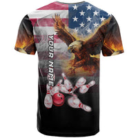 Custom Patriotic Eagle Bowling T Shirt with American Flag Strike Design - Wonder Print Shop