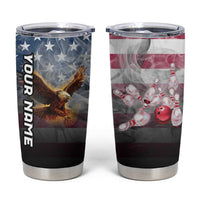 Custom Patriotic Eagle Bowling Tumbler Cup with American Flag Strike Design - Wonder Print Shop